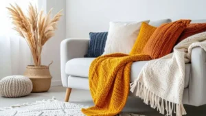 Kodikas asunto seinävaatteilla ja matoilla